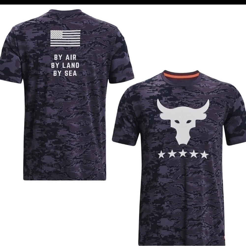 NWT Men’s Under Armour Project Rock Veterans Day Show Camo T-Shirt Sizes - Picture 3 of 10